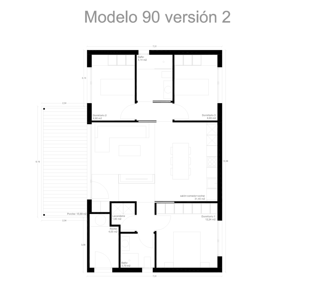 casa modular modelo 90 m
